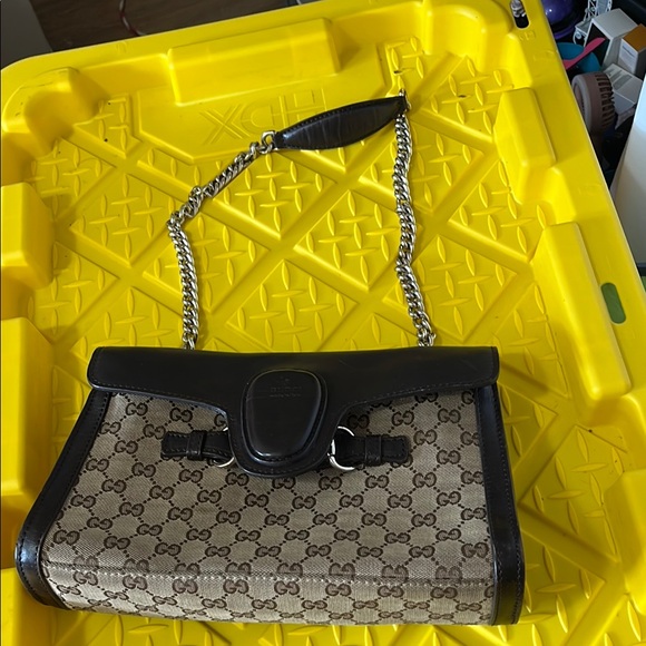Gucci Brown and Tan Shoulder Bag with Chain Strap - Picture 15 of 16